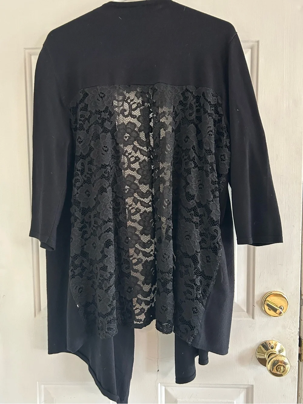 Lane Bryant Black Open front Top with Lace design on back